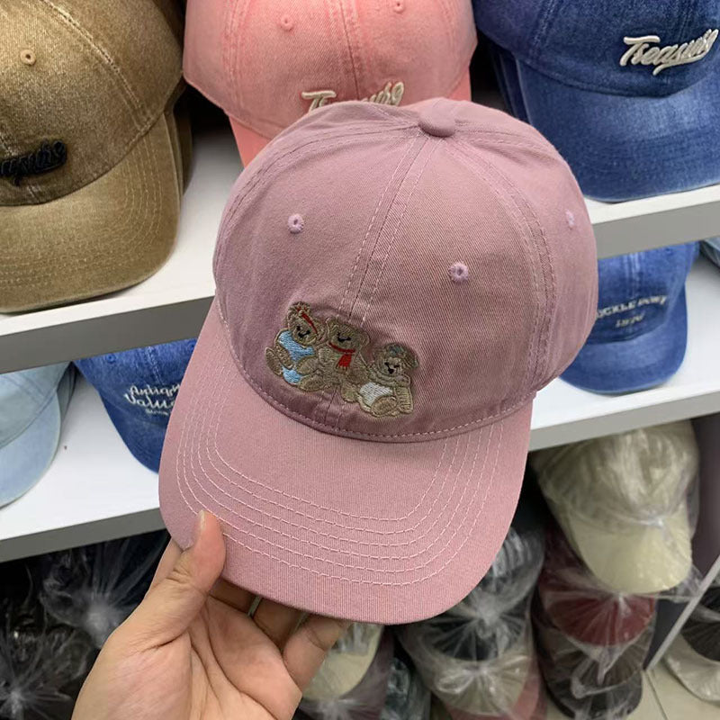 Damen Casual Bestickte Teddy Bear Baseballmütze Brehn