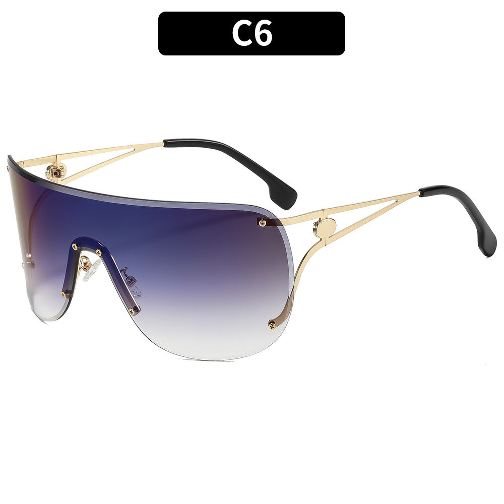 Damen visierartige Sonnenbrille mit elegantem Metallgestell Brehn