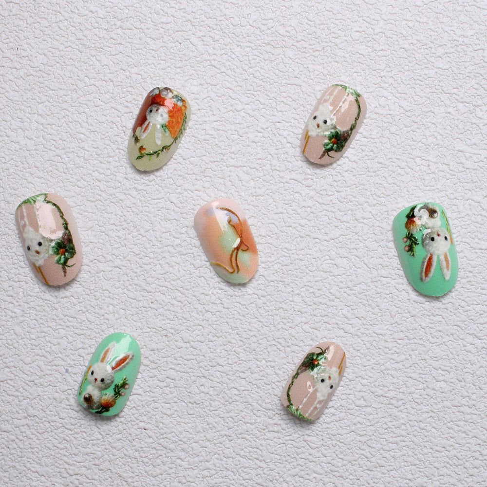 Verspielt Hasen-Themen 3D Press-On Nagelkunst Brehn