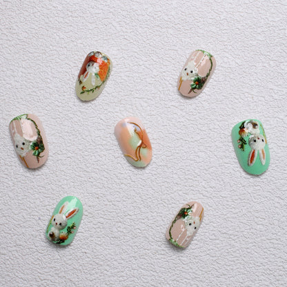 Verspielt Hasen-Themen 3D Press-On Nagelkunst Brehn