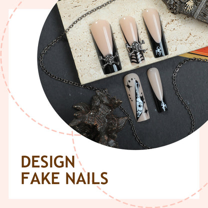 Kunstnagelset mit kreativen Spinnen- und Gruselelementen Brehn