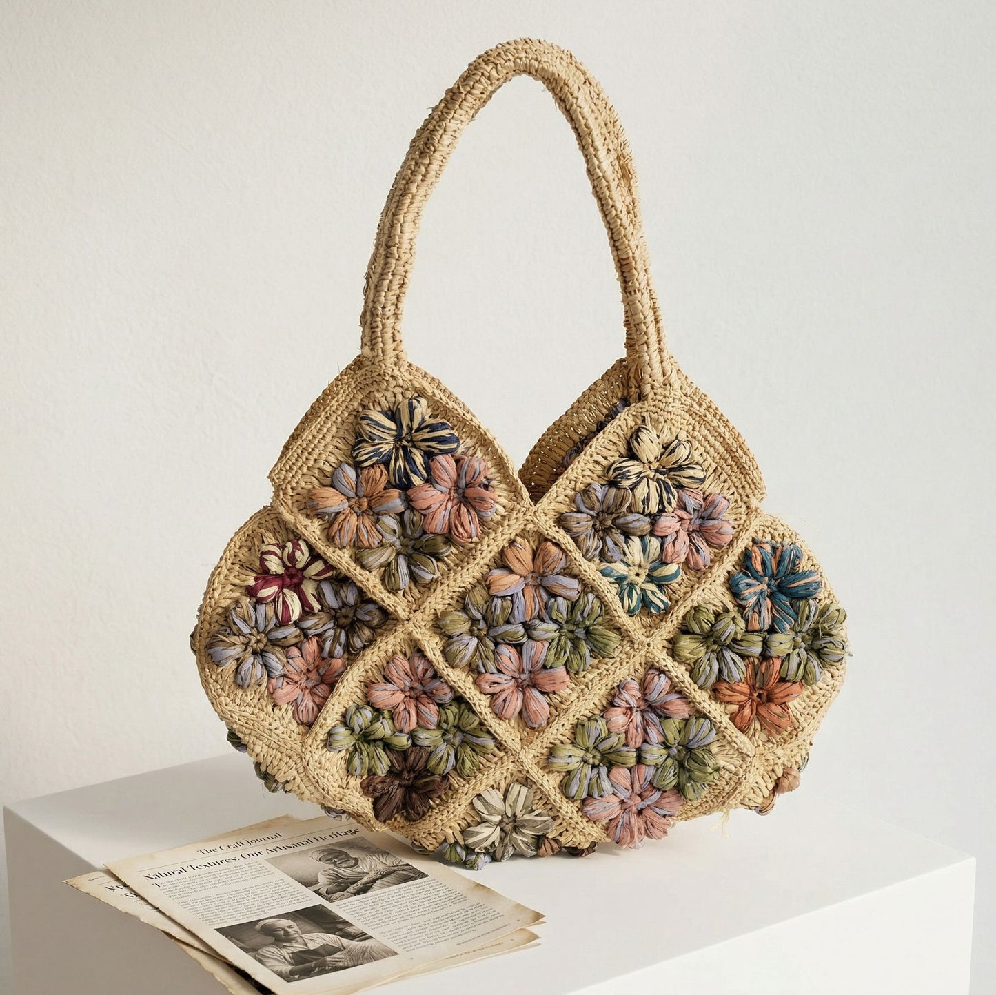 Makramee-Tasche mit Floralem Muster Brehn