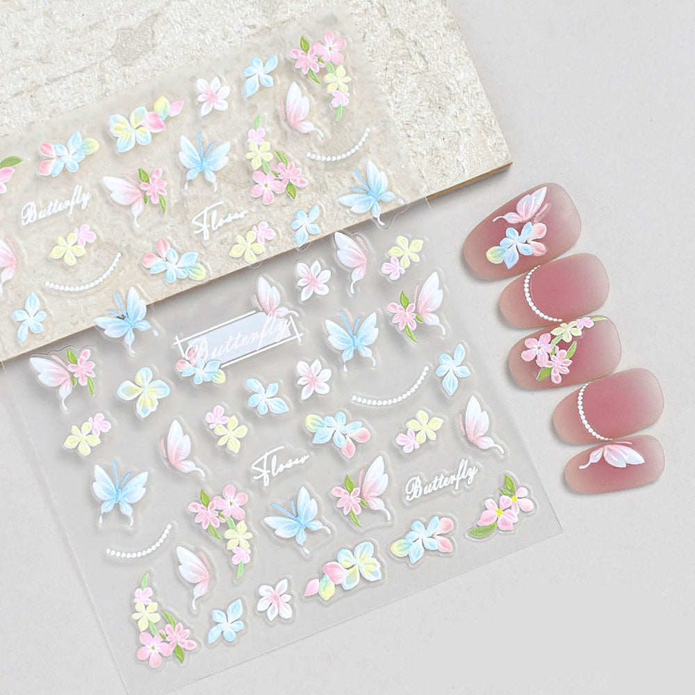 Floral- und Schmetterling-Nagelkunst-Aufkleber-Set