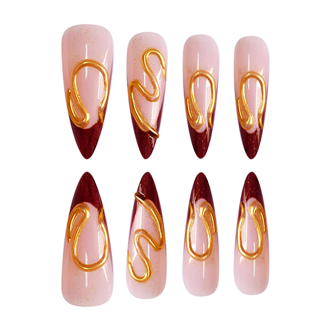 Künstlerisches Stiletto Press-On Nageldesign Brehn