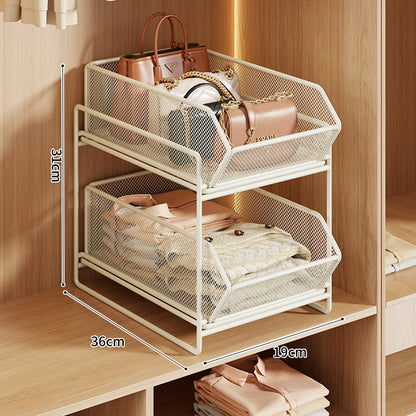 Doppel-Layer Metall-Mesh Ausziehbarer Kleiderschrank-Organizer für Handtaschen und gefaltete Kleidung