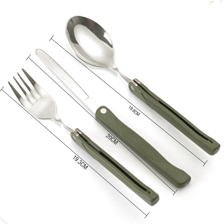kompaktes faltbares Camping-Besteckset mit Besteck aus hochwertigem Edelstahl und taktischem Nylonbeutel Brehn