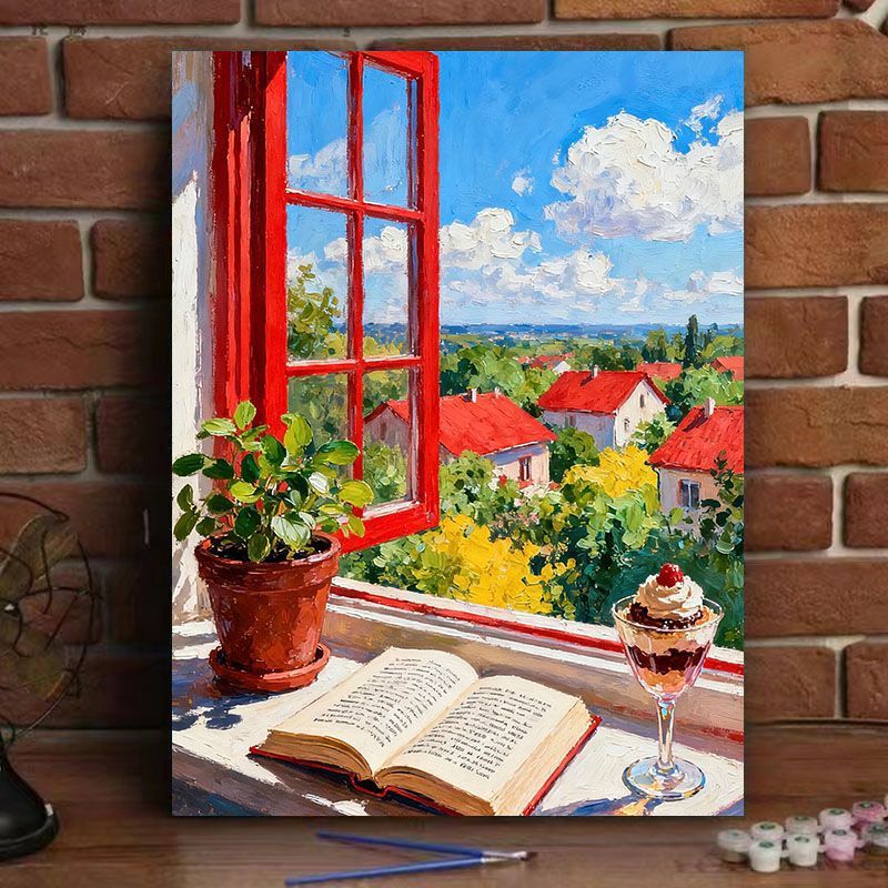 Scenic Window View Leinwand Druck Brehn