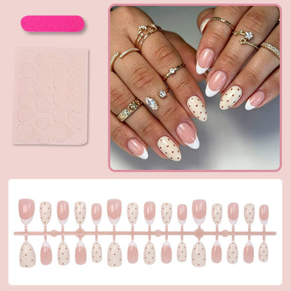 Künstliche Fingernägel mit eleganten Punkten und glamourösen Akzenten Brehn