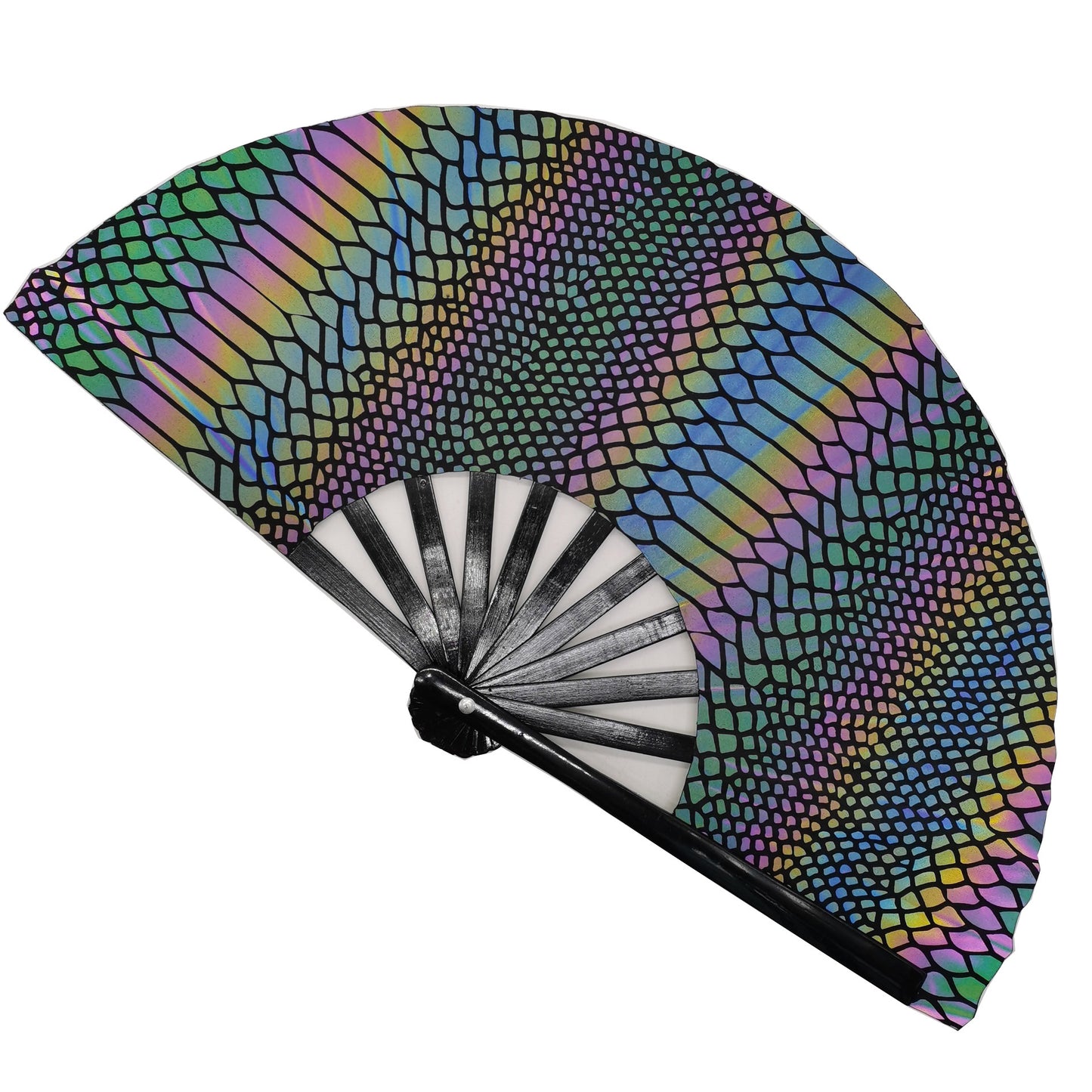 Damen Fächer aus leichtem Stoff mit buntem geometrischem Design Brehn