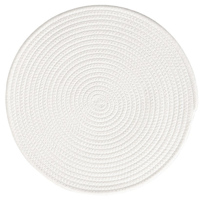 Geflochtenes rundes Tischset aus Baumwollseil und Seegras mit Spiralstruktur Brehn