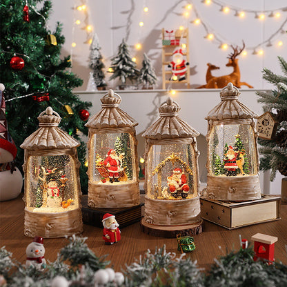Beleuchtete Weihnachtslaterne mit Schneeszenen Brehn