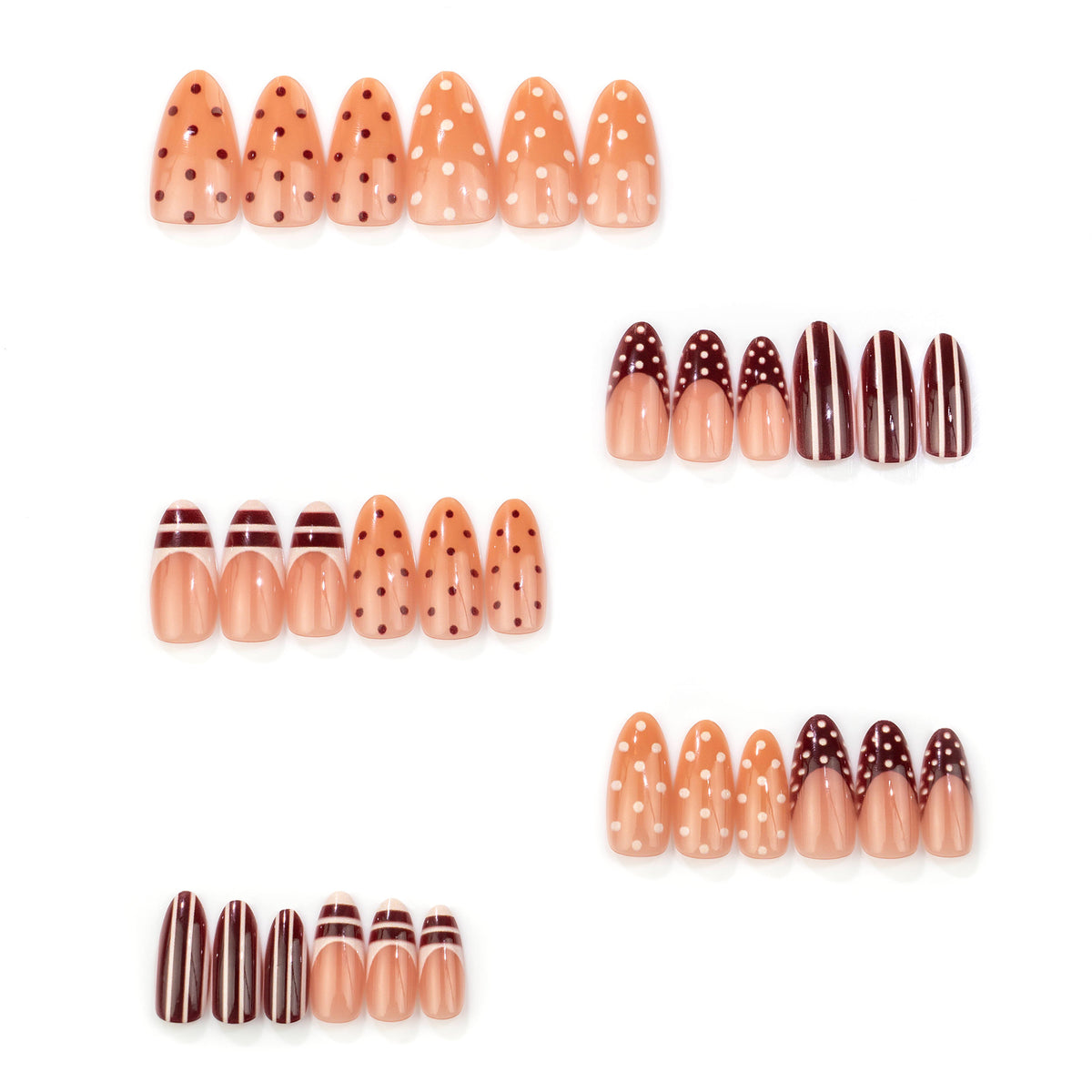 Künstlerisches, schokoladeninspiriertes Stiletto-Press-On-Nagelset Brehn