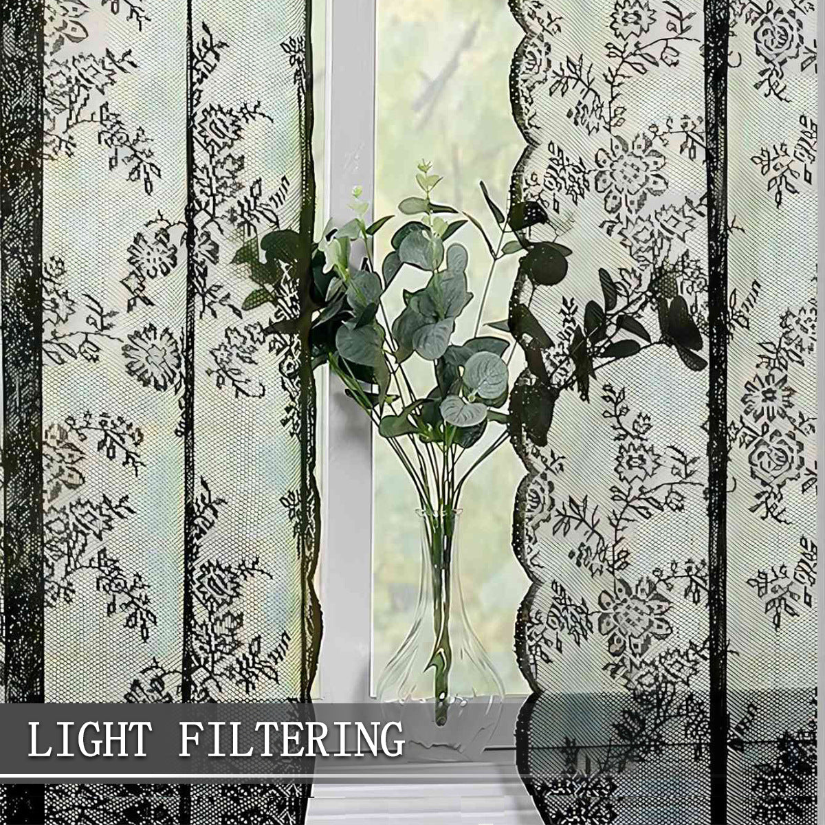 Elegante florale Spitzenfensterbehänge