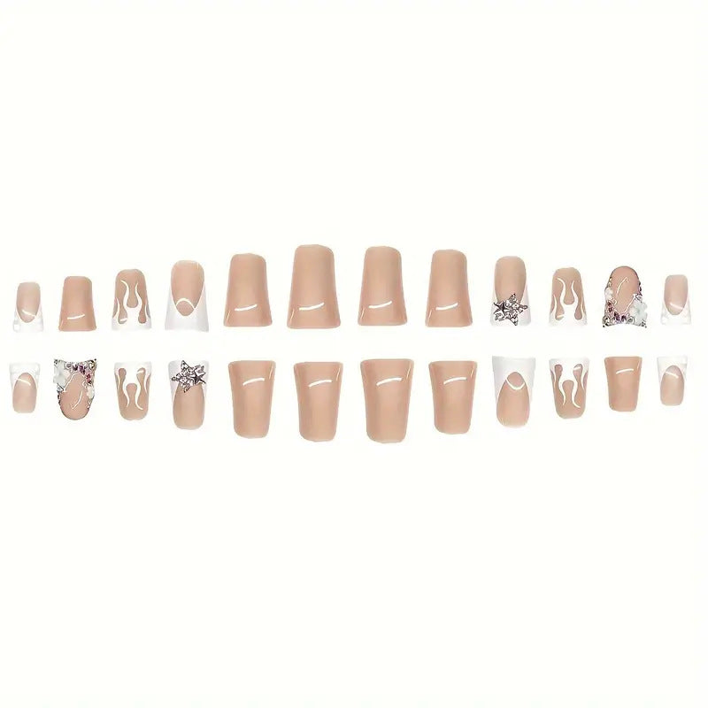 Künstlerisches 3D-Blumen-Press-on-Nageldesign Brehn