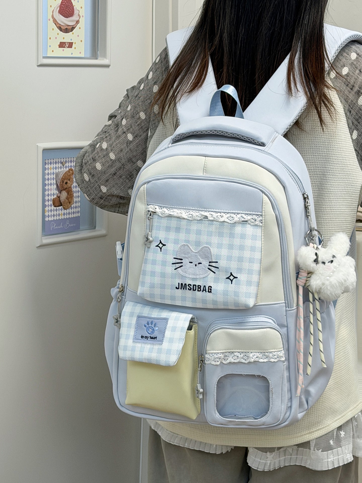 Anime-inspirierter katzenmotivierter Schulrucksack