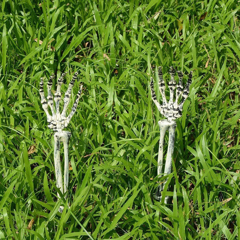 Bewegliche Skelett-Hand Erdspieße für Halloween-Gartendekoration aus wetterfestem Kunststoff