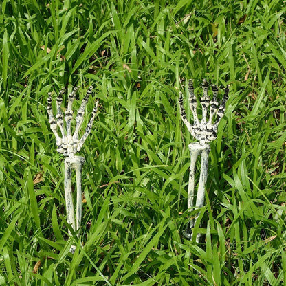 Bewegliche Skelett-Hand Erdspieße für Halloween-Gartendekoration aus wetterfestem Kunststoff