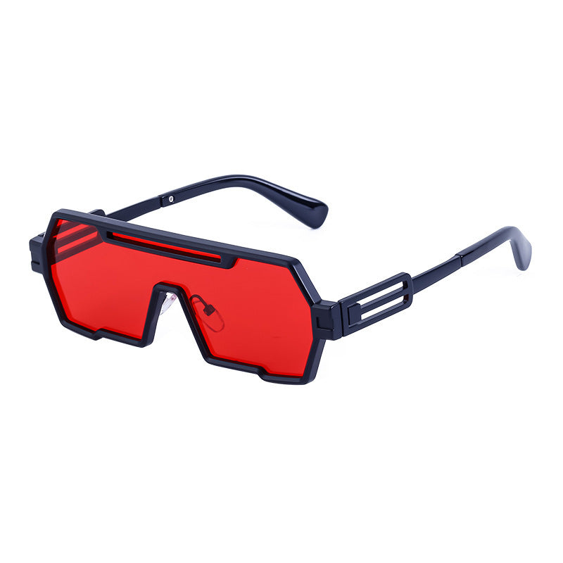 Damen modische Sonnenbrille im futuristischen Design mit breitem Rahmen Brehn