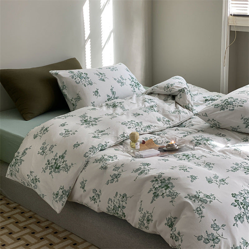 Baumwoll-Perkal Bettbezug-Set mit zartem Wildblumenprint und atmungsaktivem Finish