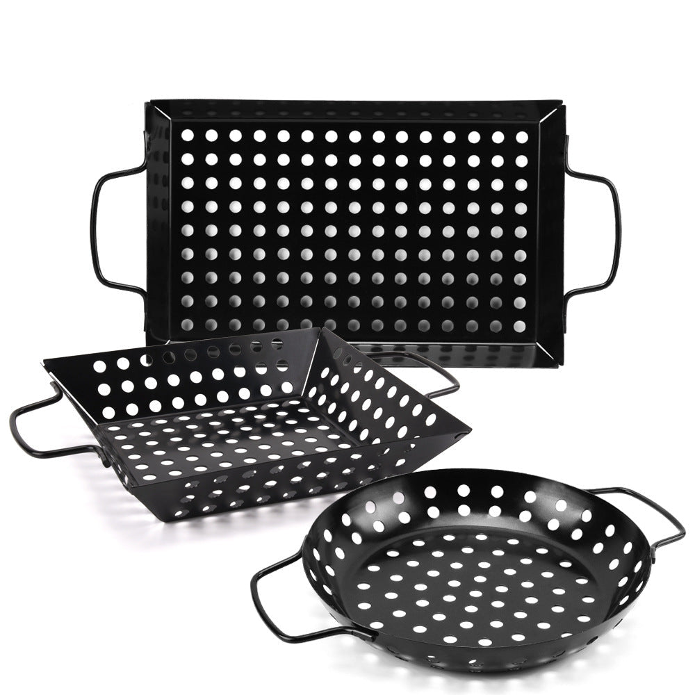 Perforiertes Grillpfannen und Gemüsekorb Set Aus Stahl Brehn