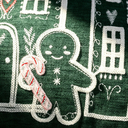Weihnachtliches Lebkuchenhaus bestickter Samt Kissenbezug für die Lendenstütze