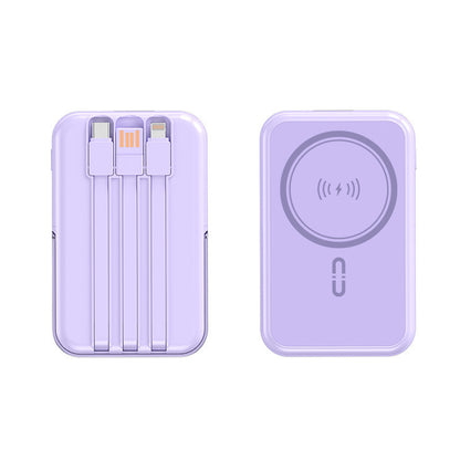Powerbank mit Integrierten Ladekabeln und Kabelloser Ladefunktion Brehn