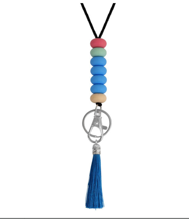 Bunter Perlen-Schlüsselanhänger Lanyard mit Quaste Brehn