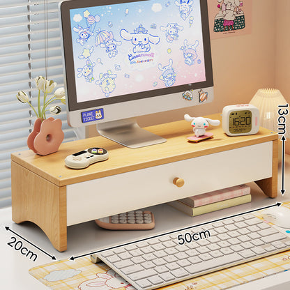 Dual-Höhen Holz Monitorständer und Desktop-Organizer mit zwei Schubladen