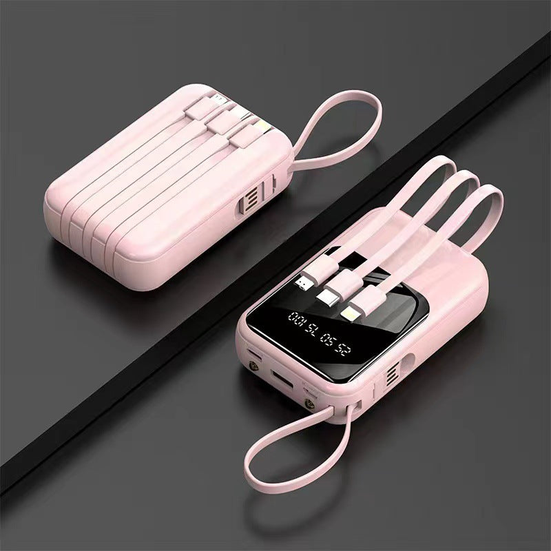Tragbare Powerbank mit integriertem multifunktionalen Kabelsystem und digitaler Anzeige Brehn
