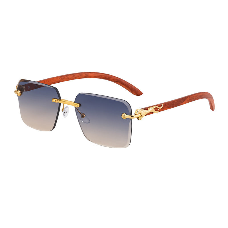 Damen Modische Quadratische Sonnenbrille mit eleganten Holzarmen Brehn