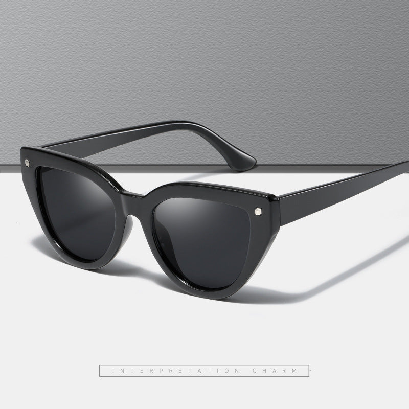 Damen Cat-Eye Sonnenbrille mit markantem Tierschrift-Muster Brehn
