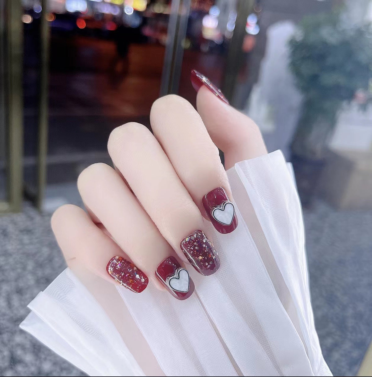 Glamouröses Herzdesign Druck-Nägel Brehn