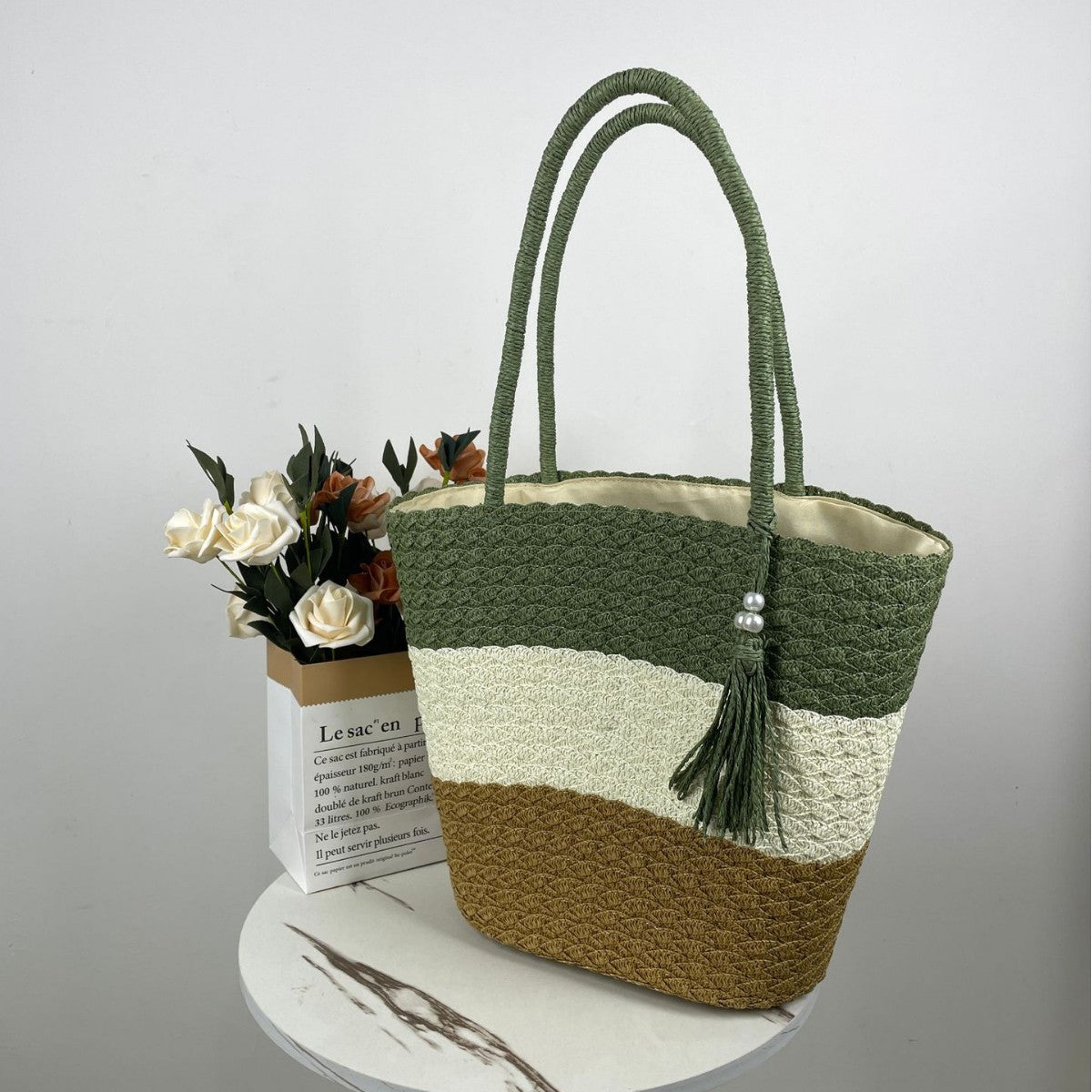 Trendige Geflochtene Strandtasche Brehn