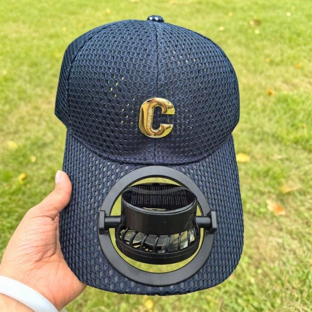 Atmungsaktive Baseballmütze mit wiederaufladbarem Ventilator im Schild und Mesh-Einsatz Brehn