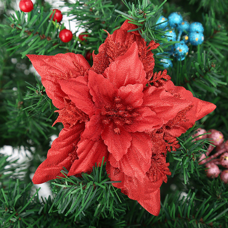 Dekorative Glitzernde Weihnachtsstern Blume Ornament Brehn