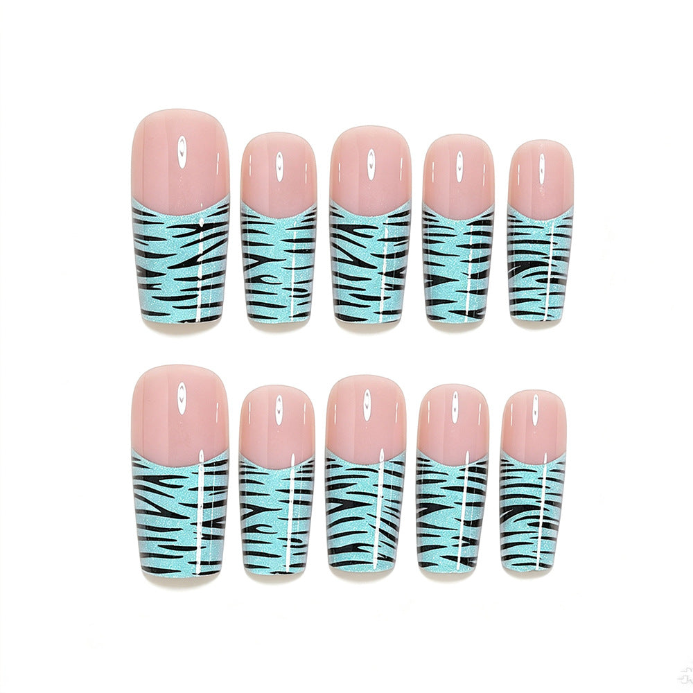 Künstlerische Lange Französische Spitze Nagelkunst Wickel Brehn