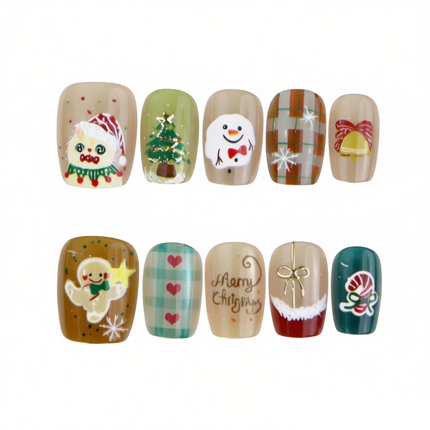Festliches, urlaubsorientiertes Press-On Nagelset Brehn