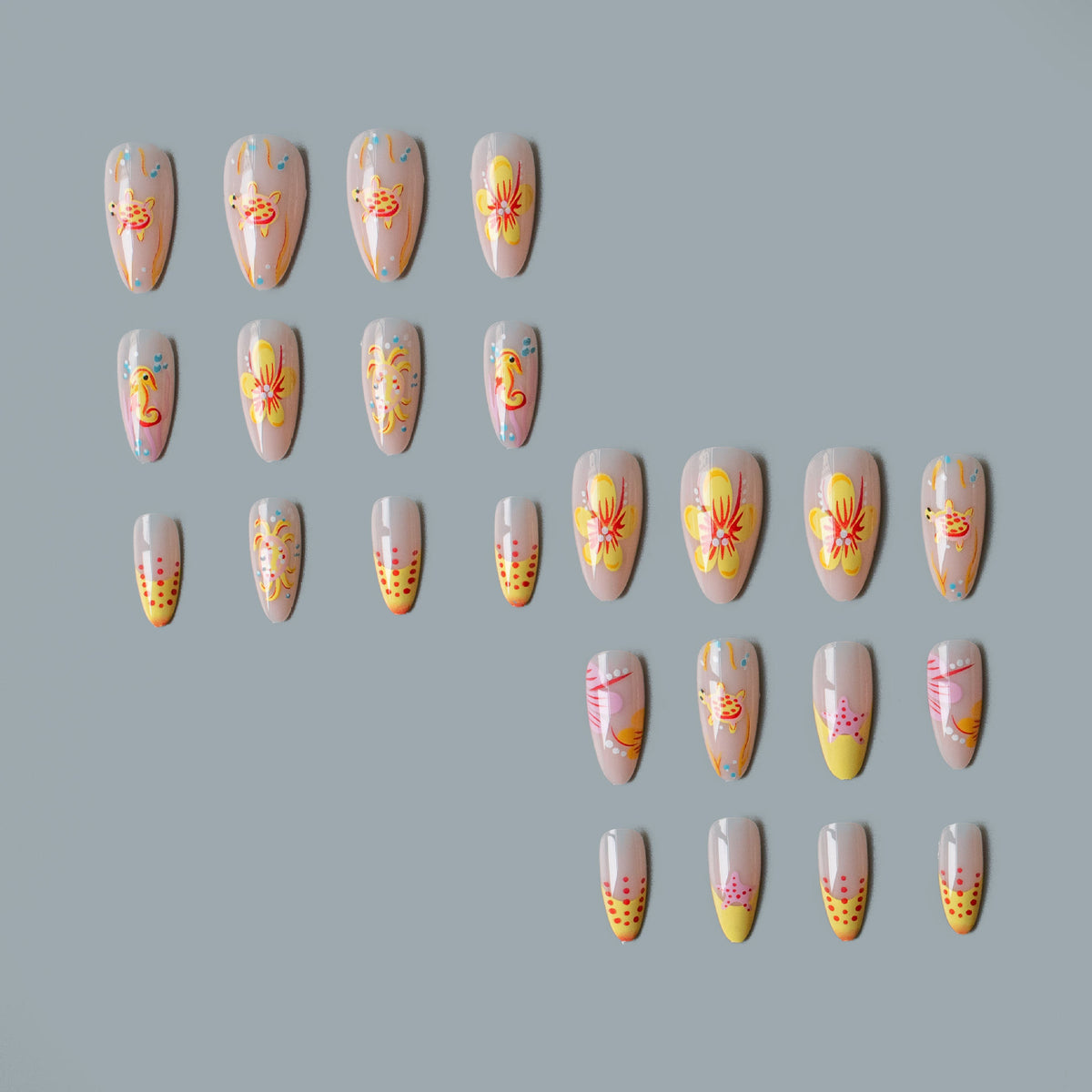 Künstlerisches von Ozeanen inspiriertes Nagelkunstset