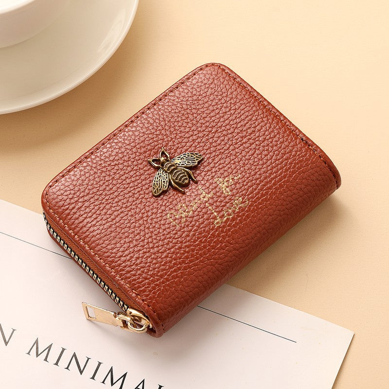 Designer Bee-Beschmückte Leder Reißverschluss-Wallet Brehn