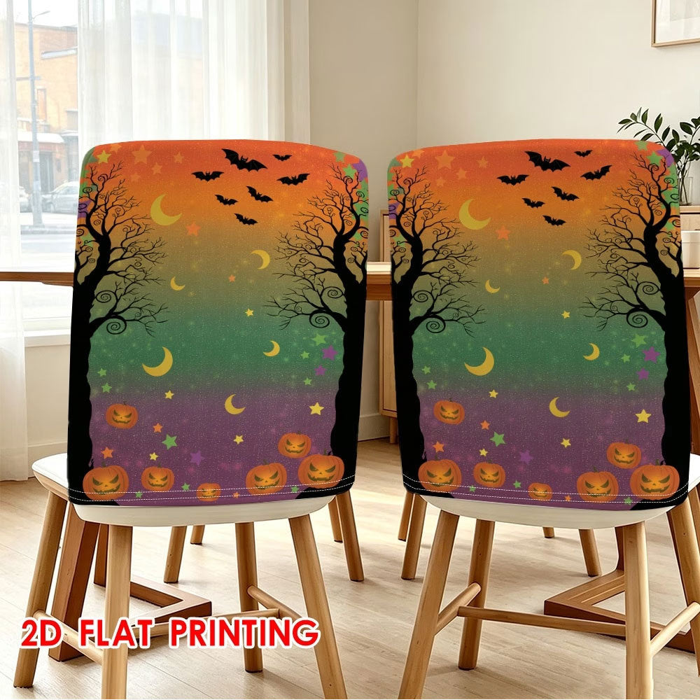 Elastische Stuhlrückenbezüge mit Halloween-Katzenmotiv