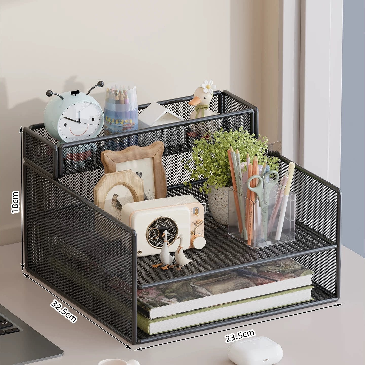 Mehrstufiger Mesh-Desktop-Organizer mit Dokumentenhaltern Brehn