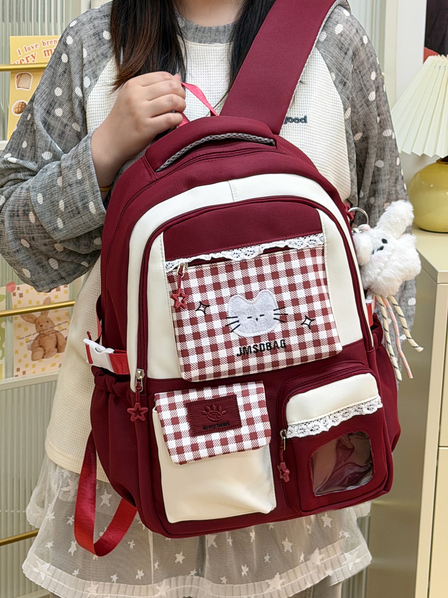 Anime-inspirierter katzenmotivierter Schulrucksack