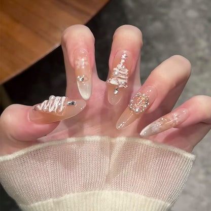 Stylisches Press-On Nagel-Set mit eleganten Glitzerakzenten Brehn