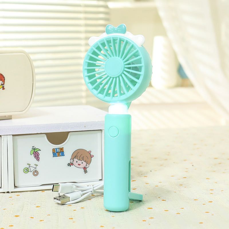 Damen Tragbarer Handventilator mit LED-Beleuchtung und süßem Tierdesign Brehn