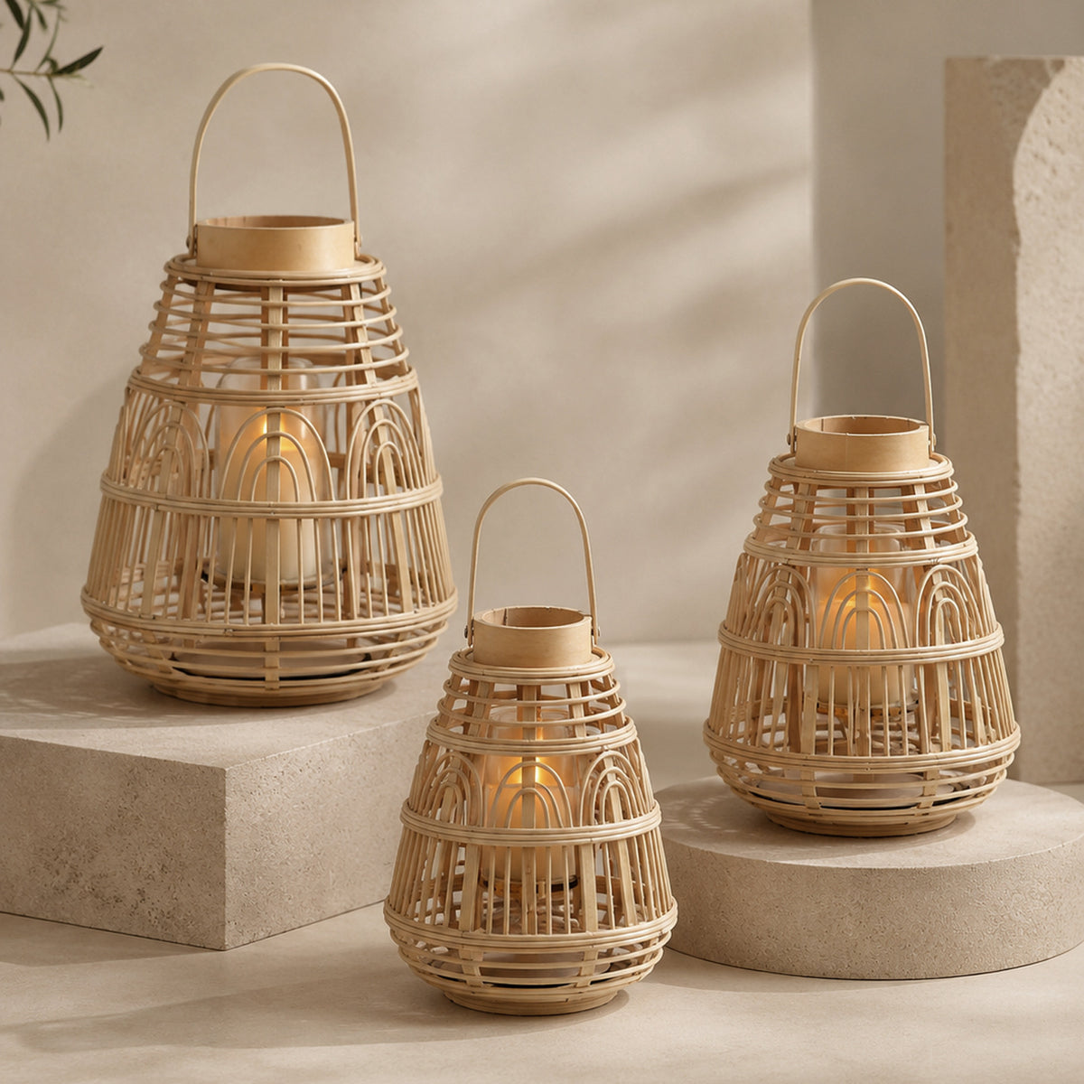Rustikale Rattan-Laterne Brehn