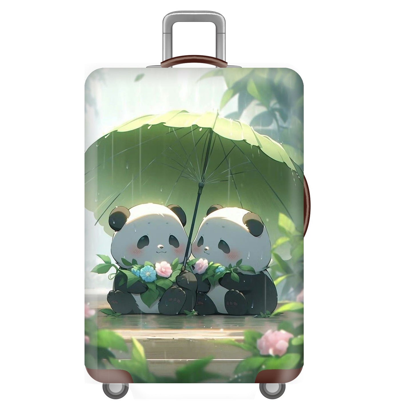 Unisex nan elastische Kofferhülle für Hartschalen-Trolley mit niedlichem Panda-Motiv, dehnbarer Schutzüberzug mit Griff‑ und Rollenöffnungen Brehn