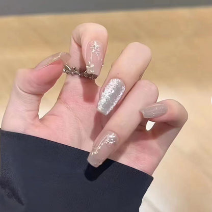 Elegantes Funkelndes Press-On Nagelset Brehn