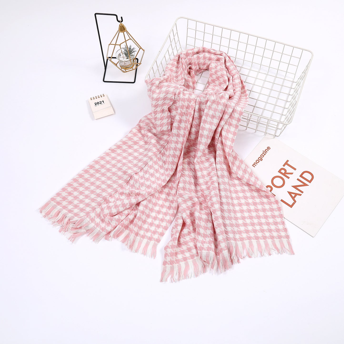 Damen eleganter Schal mit Hahnentrittmuster Brehn
