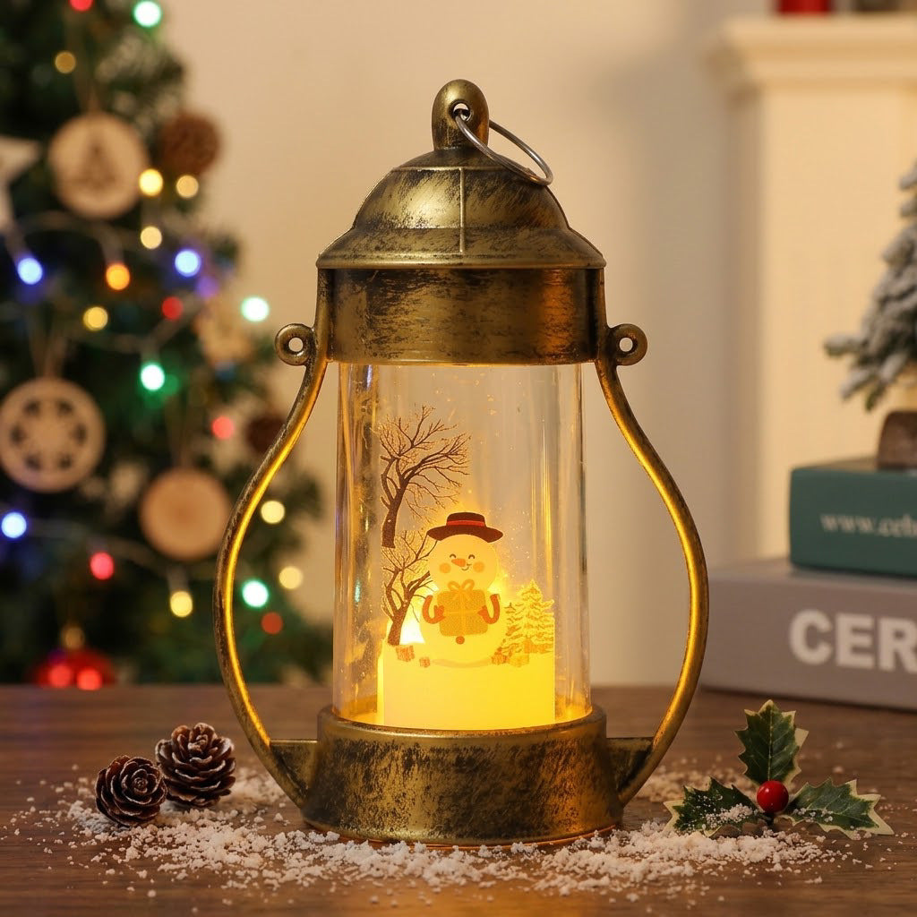 LED Deko-Laterne mit Weihnachtsmotiv