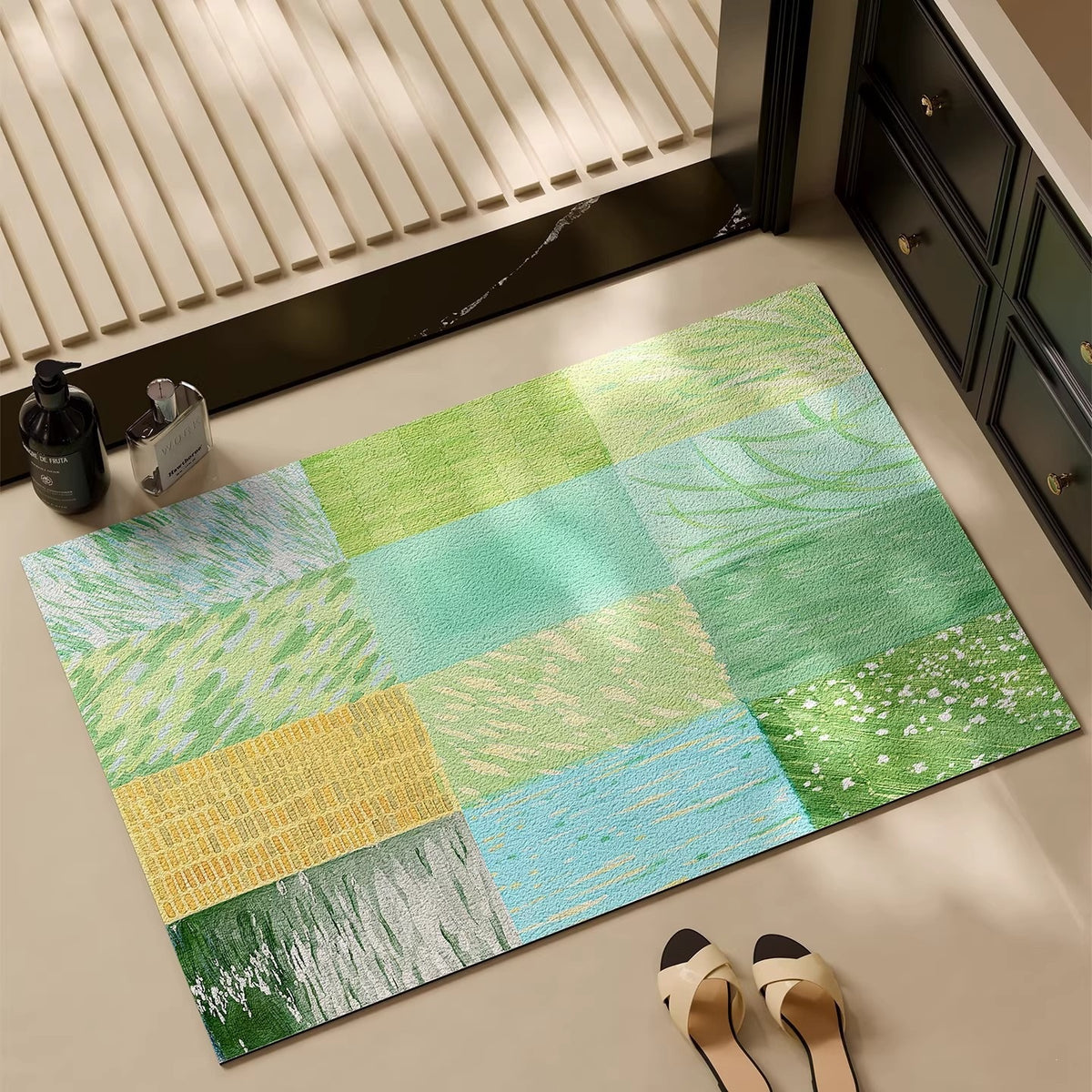 Strukturierte Patchwork-Badmatte